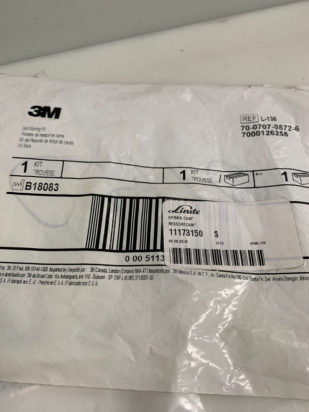 3M  L-136  Cam Spring Kit  (Lot of 5)