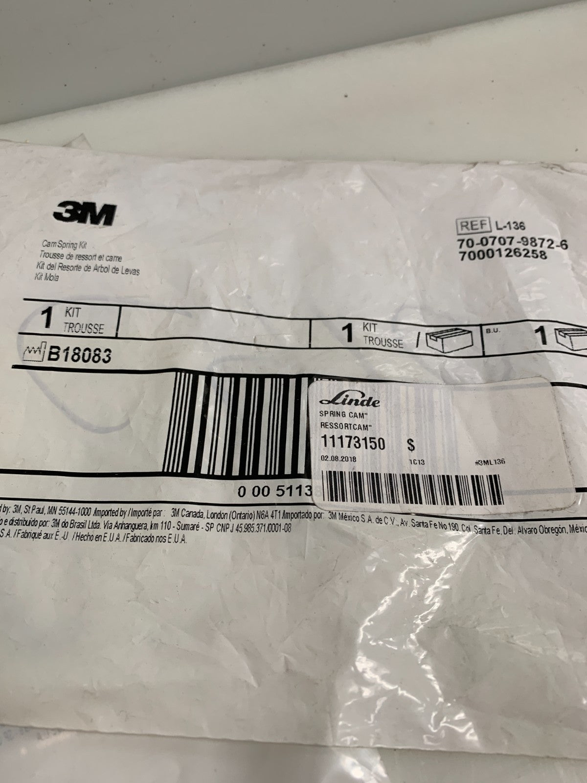 3M  L-136  Cam Spring Kit  (Lot of 5)