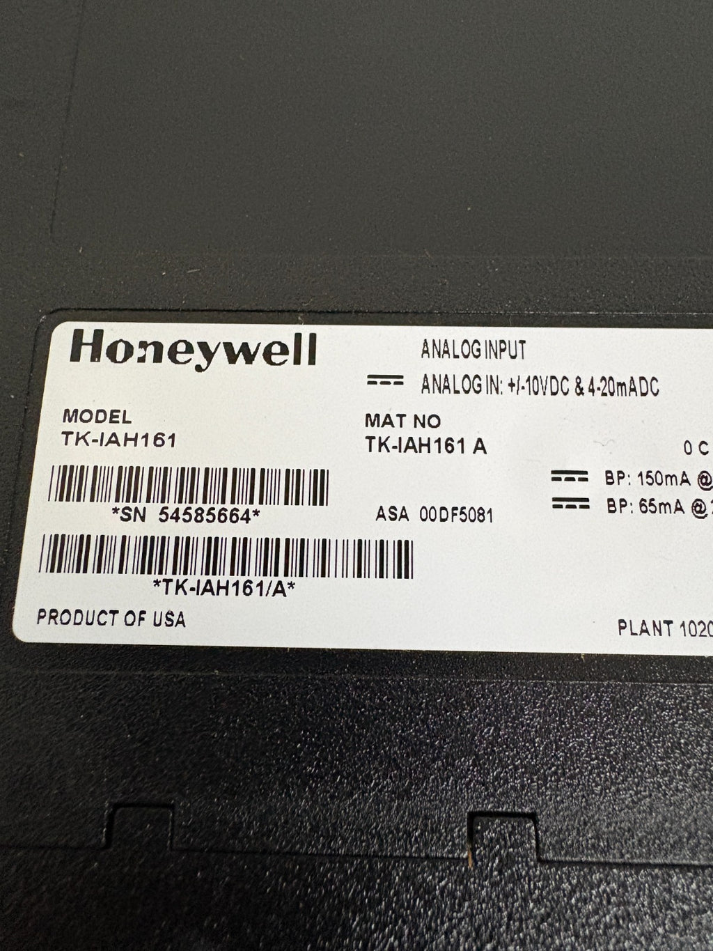 HONEYWELL ANALOG INPUT TK-IAH161 A