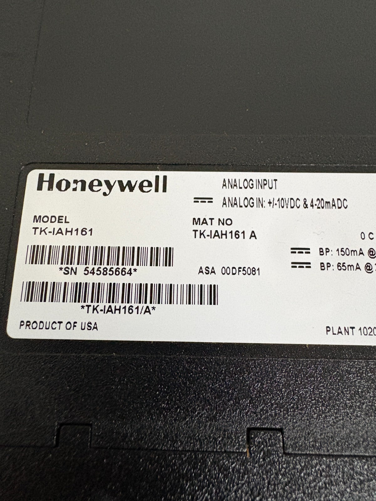 HONEYWELL ANALOG INPUT TK-IAH161 A