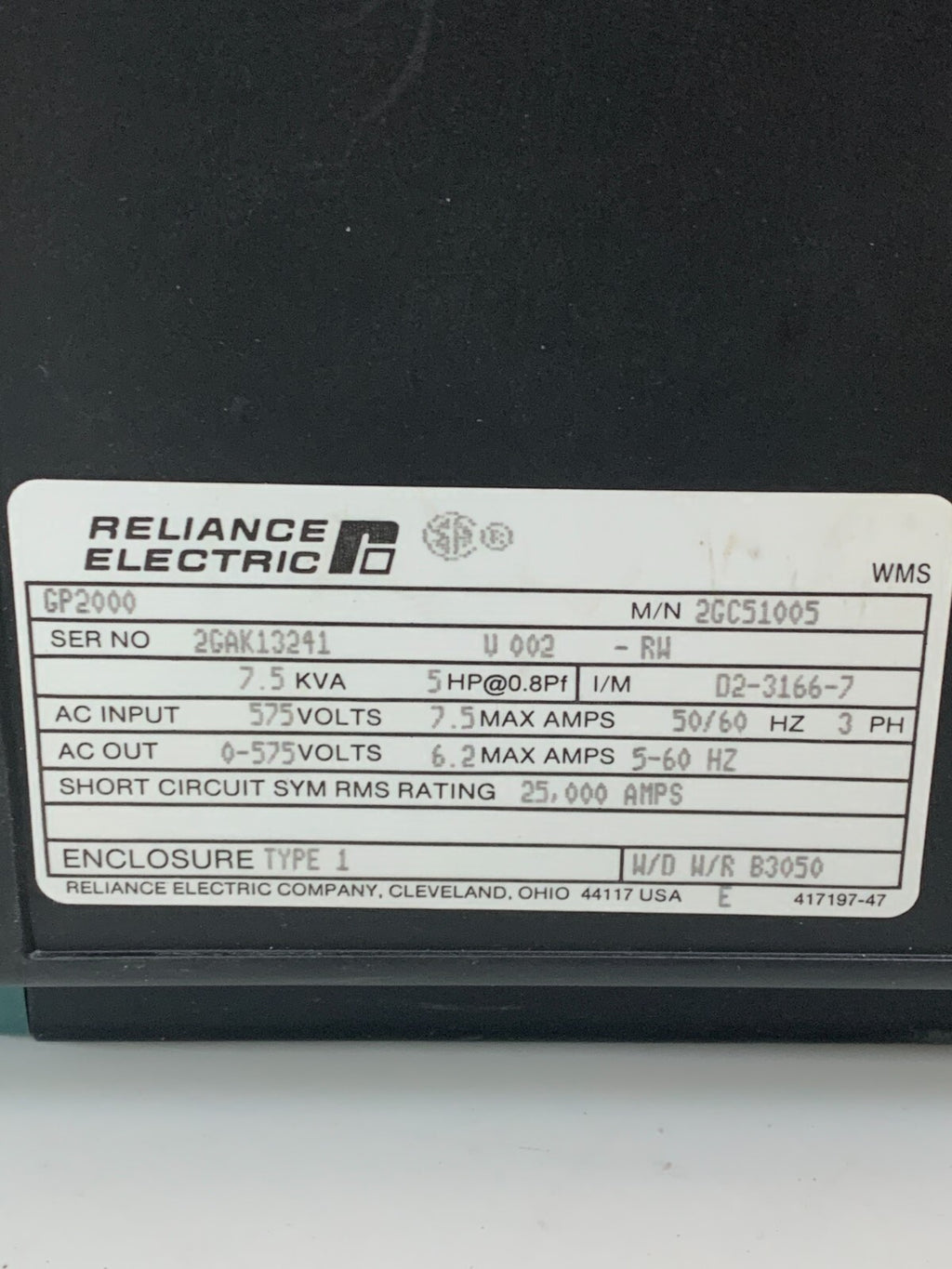 Reliance Electric GP2000 2GC51005 AC Drive2
