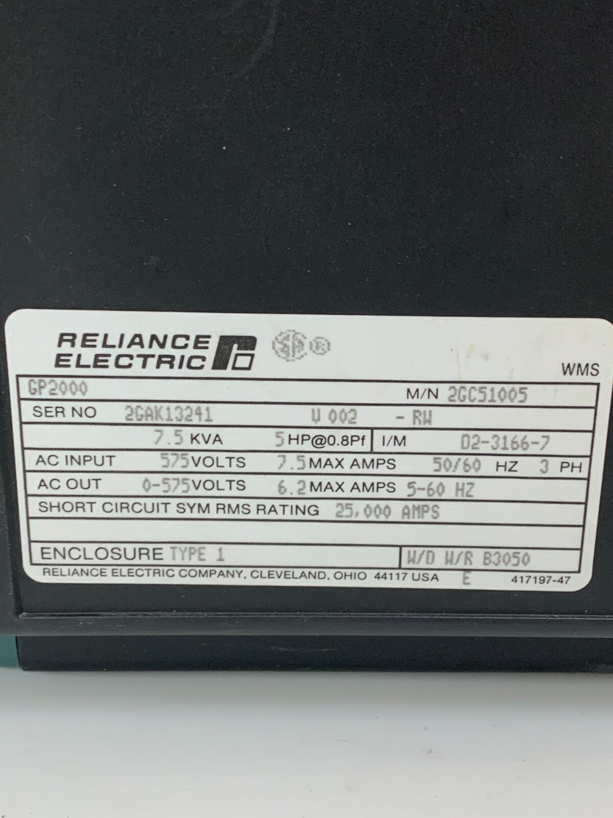 Reliance Electric GP2000 2GC51005 AC Drive2