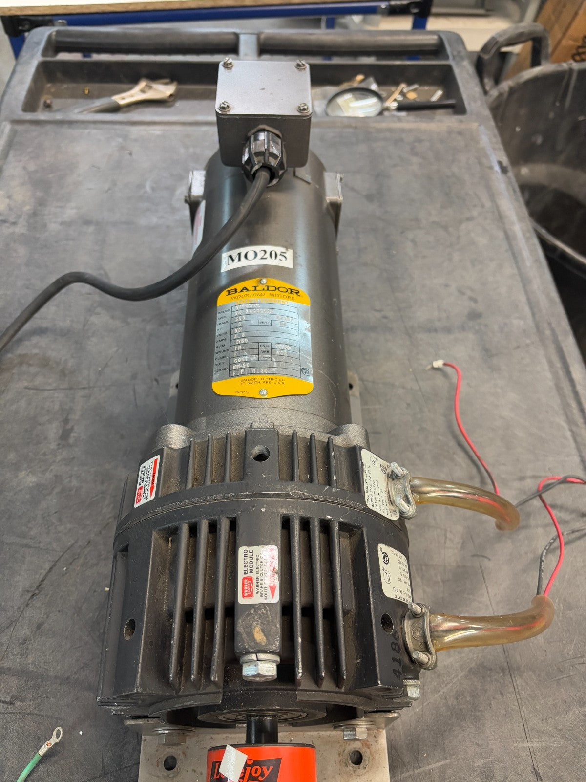 BALDOR DIRECT CURRENT MOTOR CDP3330 W/WARNER CLUTCH MOTOR EM 50-10