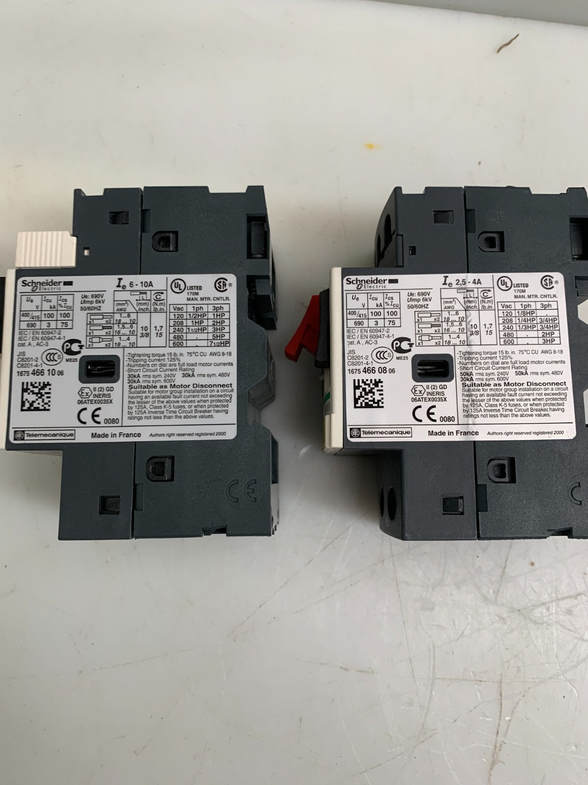 SCHNEIDER ELECTRIC GV2ME14 + GV2ME08  Circuit Breaker  (Mix Lot of 2)1
