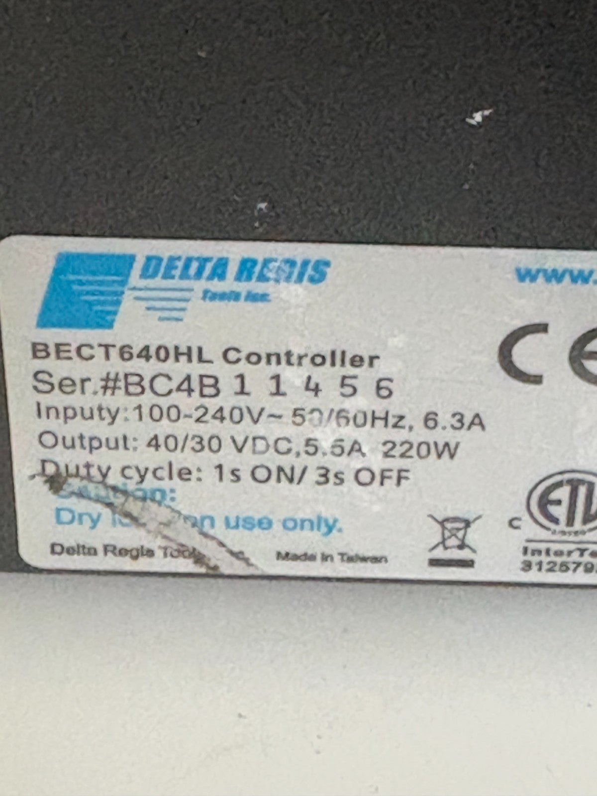 DELTA REGIS CESL 828-ESD W/POWER SUPPLY BECT640HL