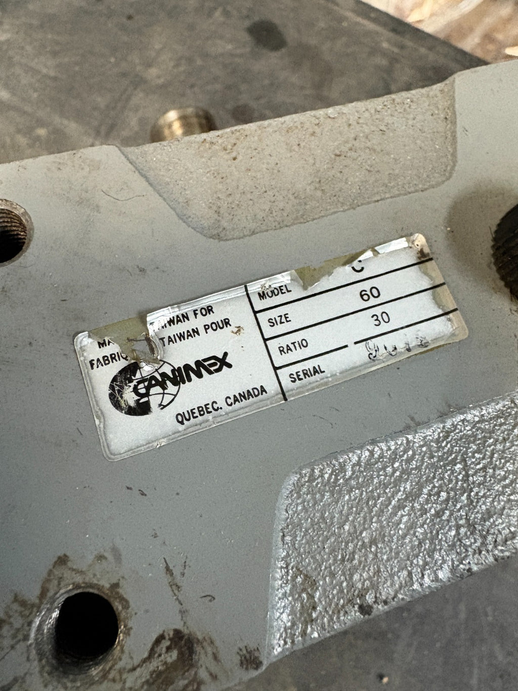 CANIMEX MODEL C GEAR BOX SIZE 60 RATIO 304