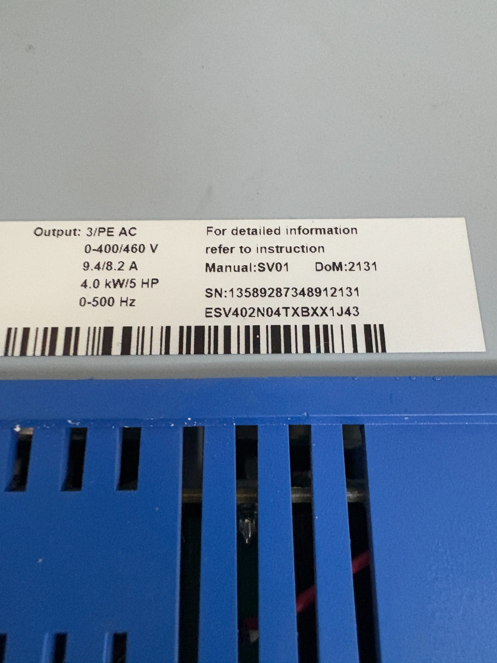 LENZE ACTECH SMVECTOR MOTOR DRIVE ESY402N04TXB5