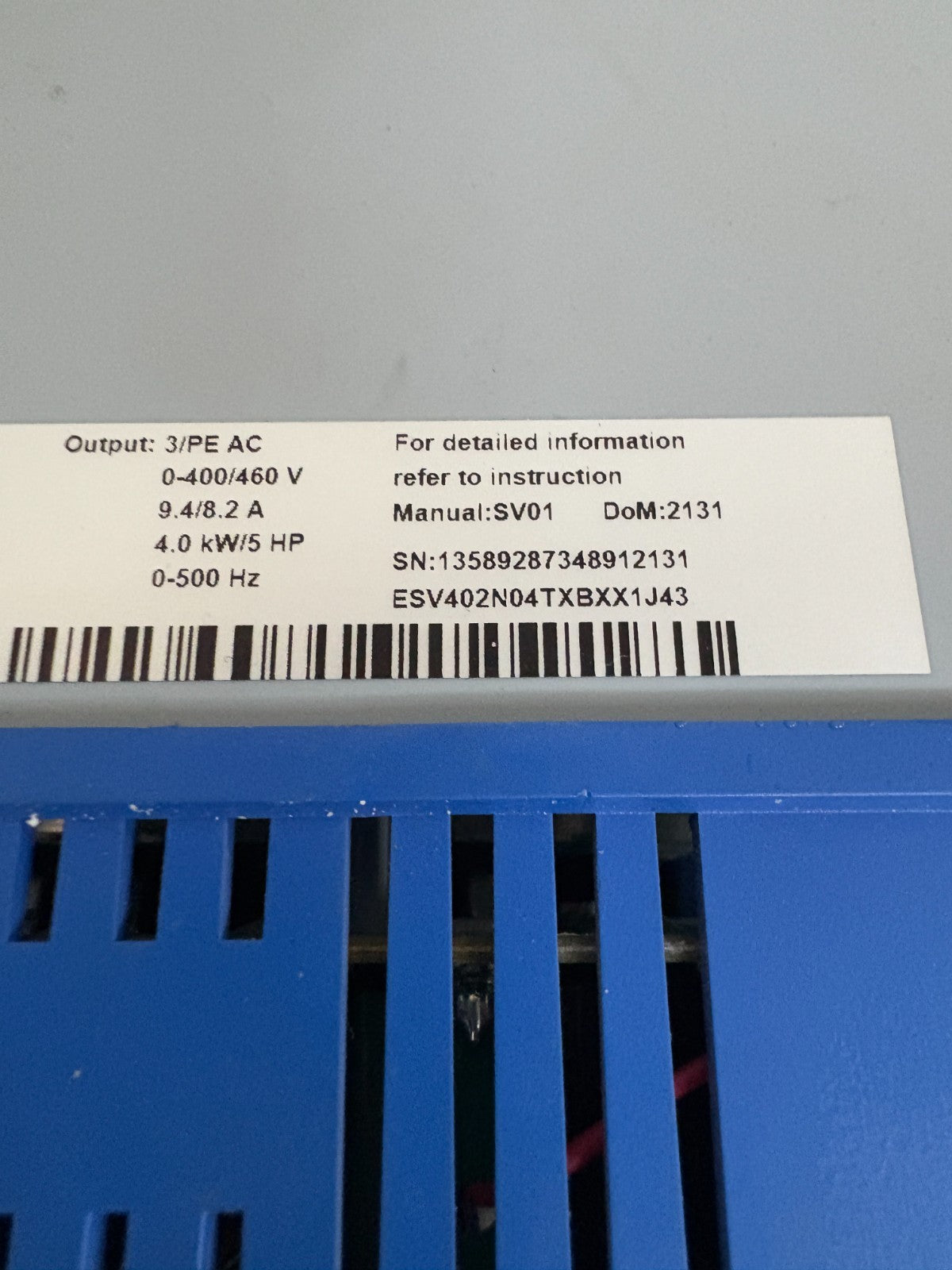 LENZE ACTECH SMVECTOR MOTOR DRIVE ESY402N04TXB5