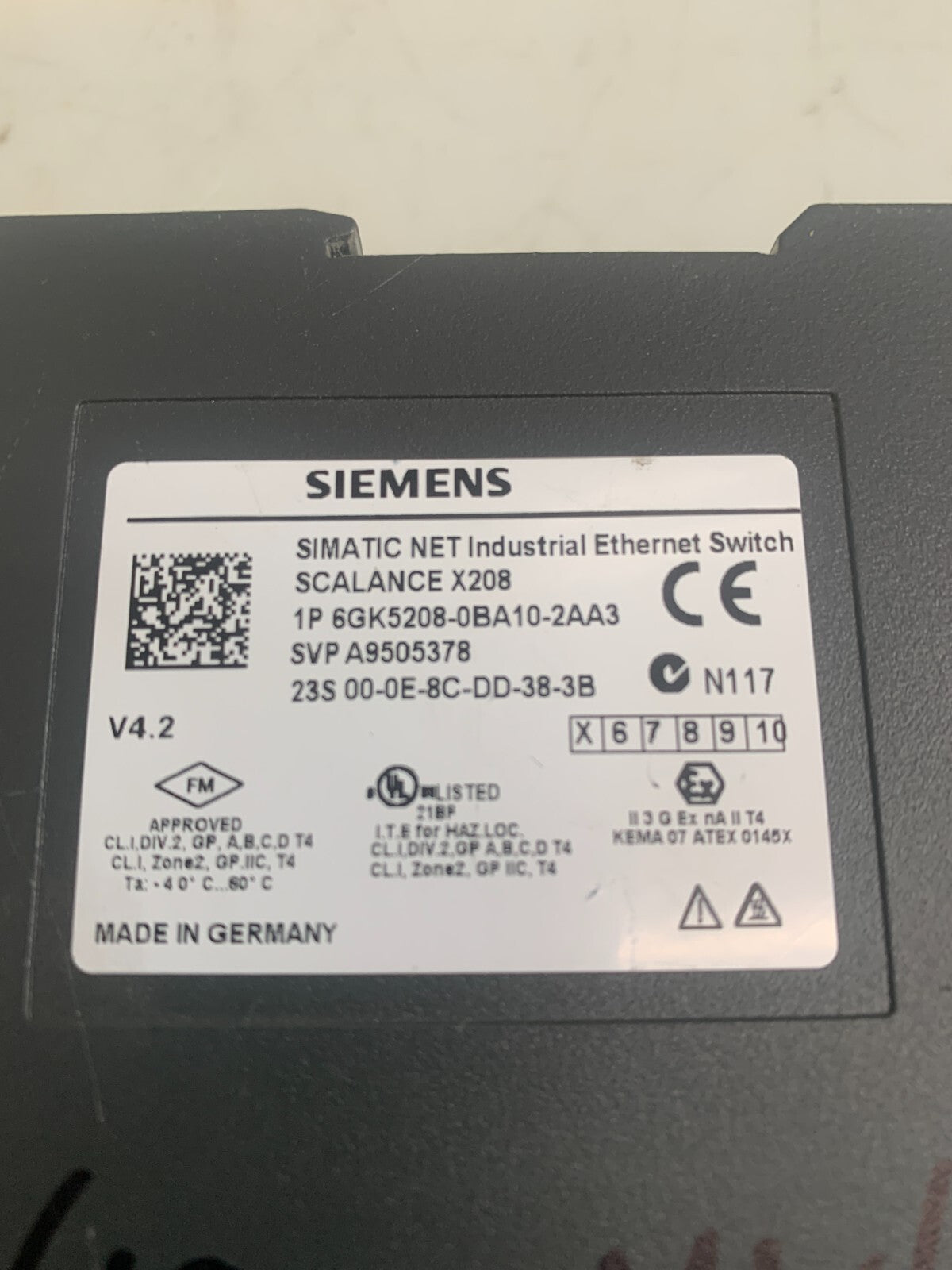 SIEMENS SWITCH MODULE  Scalance x208 1P 6GK5208-0BA10-2AA3