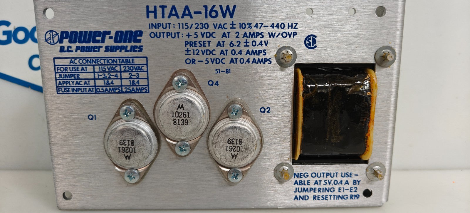 POWER-ONE DC POWER SUPPLY HTAA-16W-A1