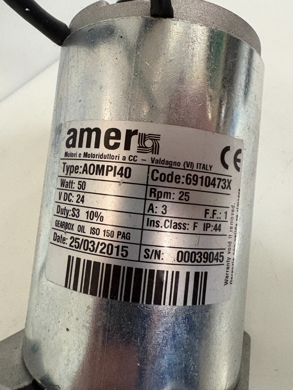 AMER GEAR BOX MOTOR A0MPI40 CODE 6910473X1