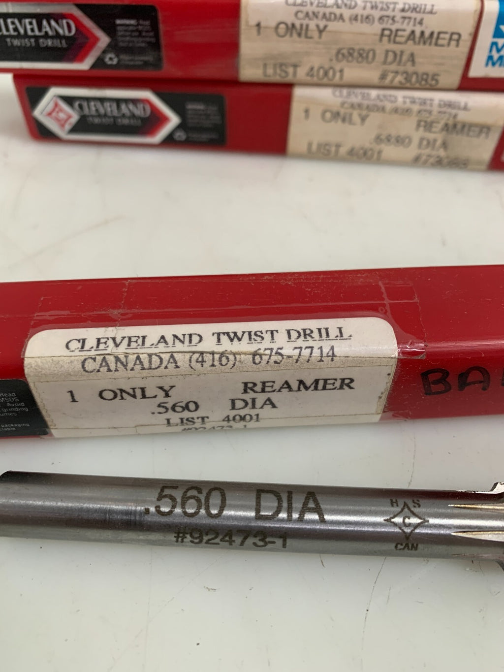 CLEVELAND REAMER STRAIGHT FLUTE MIX LOT 1 X .560 DIA C 27228 #92473-1 2X .6880