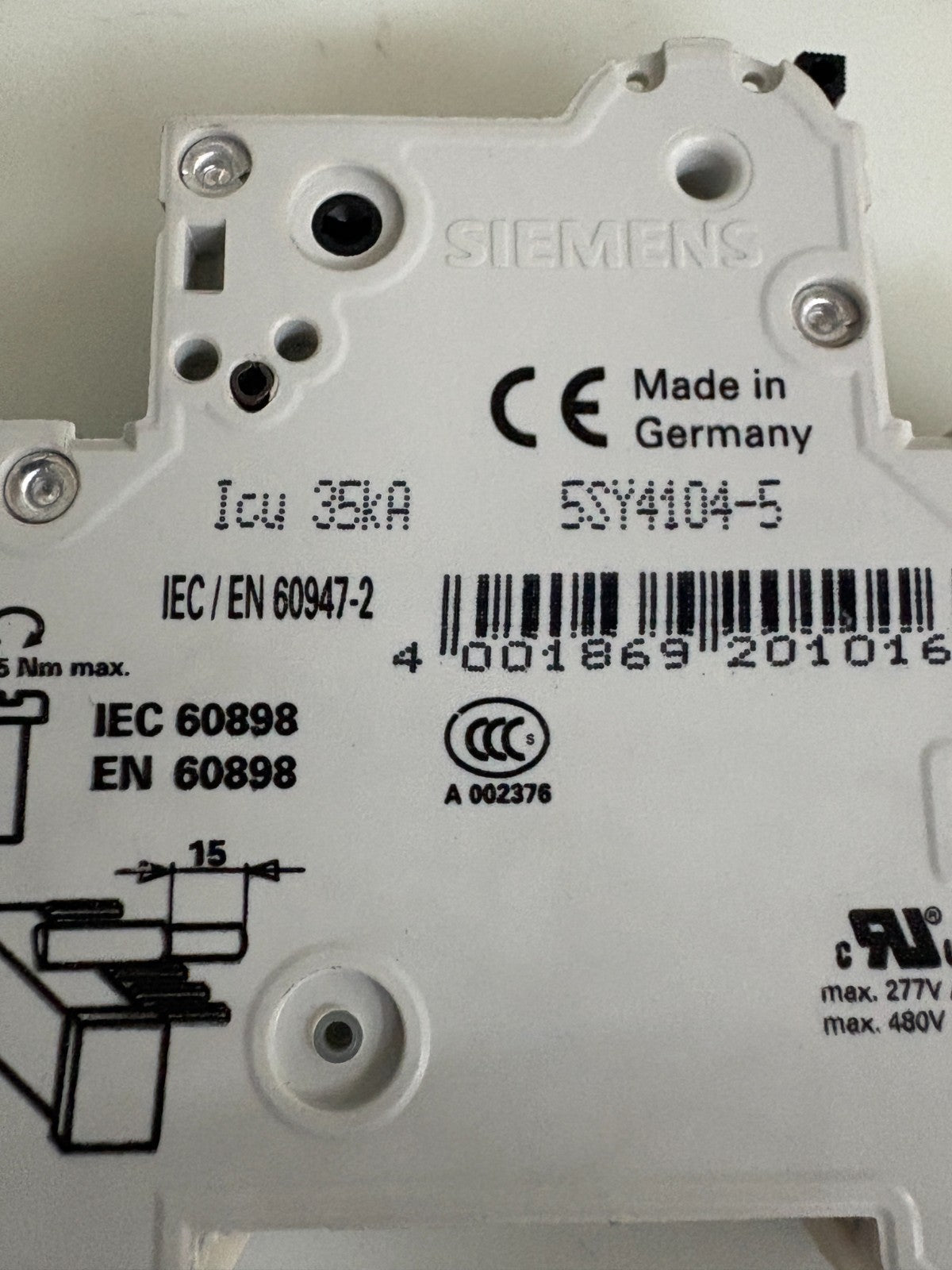 LOT OF 3 SIEMENS SINGLE POLE CIRCUIT BREAKER MIX LOT 2X 5SY41 A4 1X 5SY61  C4