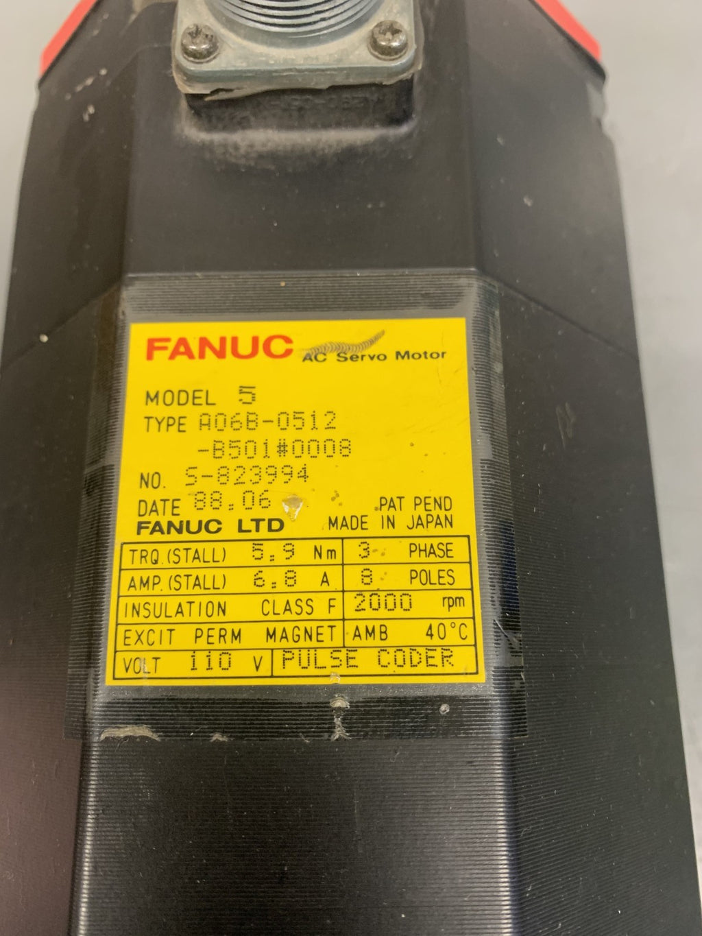 GE FANUC AC SERVO MOTOR MODEL 5 A06B-0512-B501#00081
