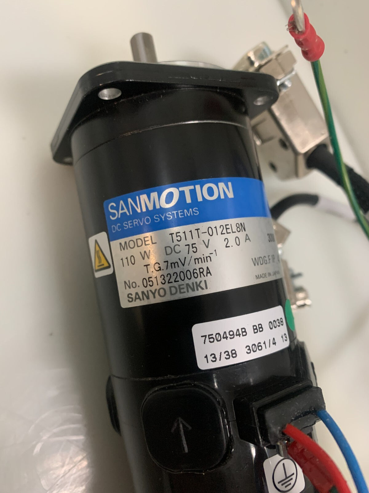 Sanyo Denki T511T-012EL8N 110W DC 75V Servo Motor