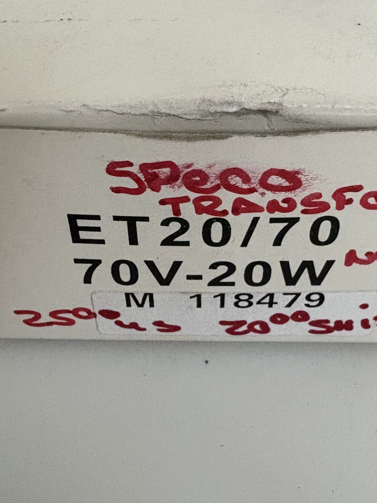 SPECO TRANSFORMER ET20/702