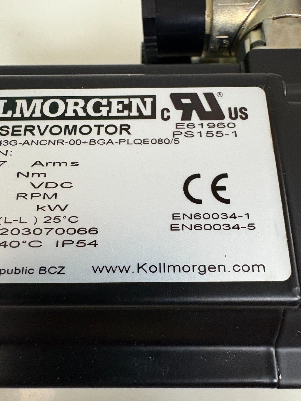 MULTIVAC KOLLMORGEN PM SERVO MOTOR AKM43G-ANCNR-00-BGA-PL QE 080/5 W/100254 9914