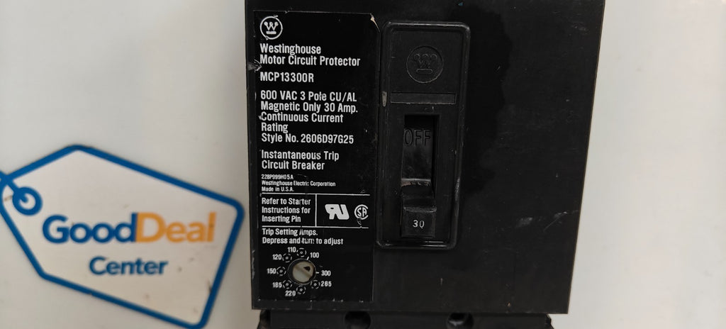WESTINGHOUSE MOTOR CIRCUIT PROTECTOR 600V 30 AMP MCP13300R2