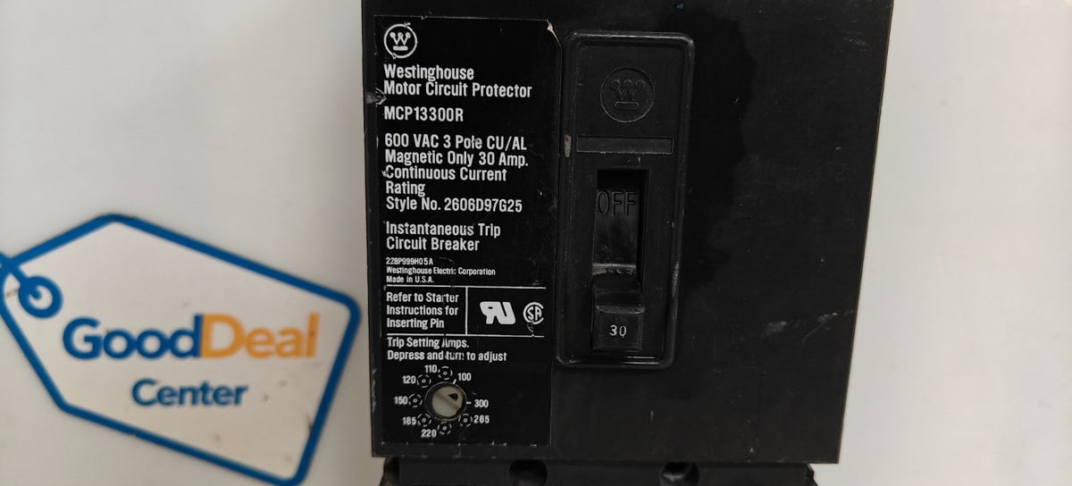 WESTINGHOUSE MOTOR CIRCUIT PROTECTOR 600V 30 AMP MCP13300R2