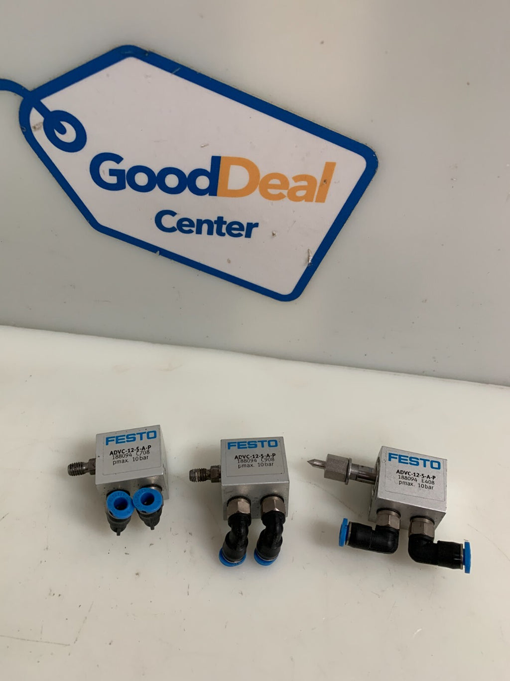 LOT OF 3 FESTO MINI COMPACT PNEUMATIC CYLINDER 188094 ADVC-12-5-A-P W/FITTINGS
