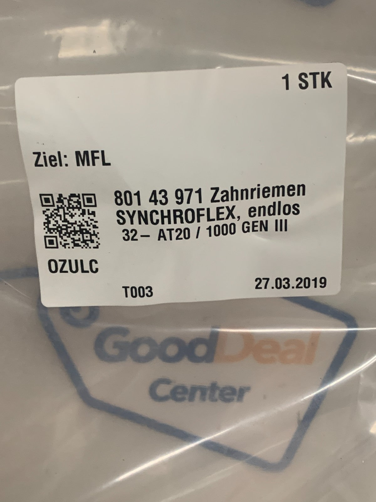 SYNCHROFLEX AT 20/1000 736 GENIII SCHUBERT TIMING BELT #801 43 971