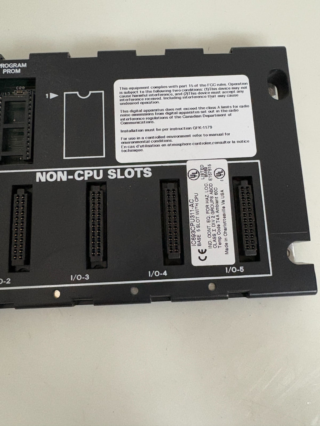 GE FANUC PROGRAMMABLE CONTROLLER BASE 5 SLOT WITH CPU IC693CPU311-AC