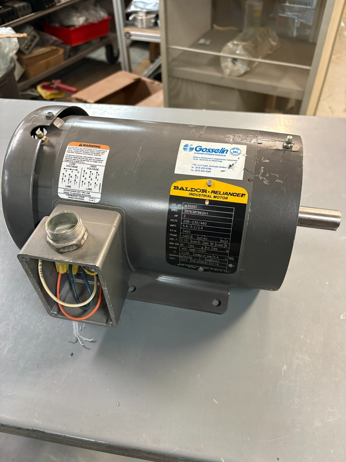 BALDOR RELIANCE 2HP MOTOR M 3555T SPEC 35T638T962 H1