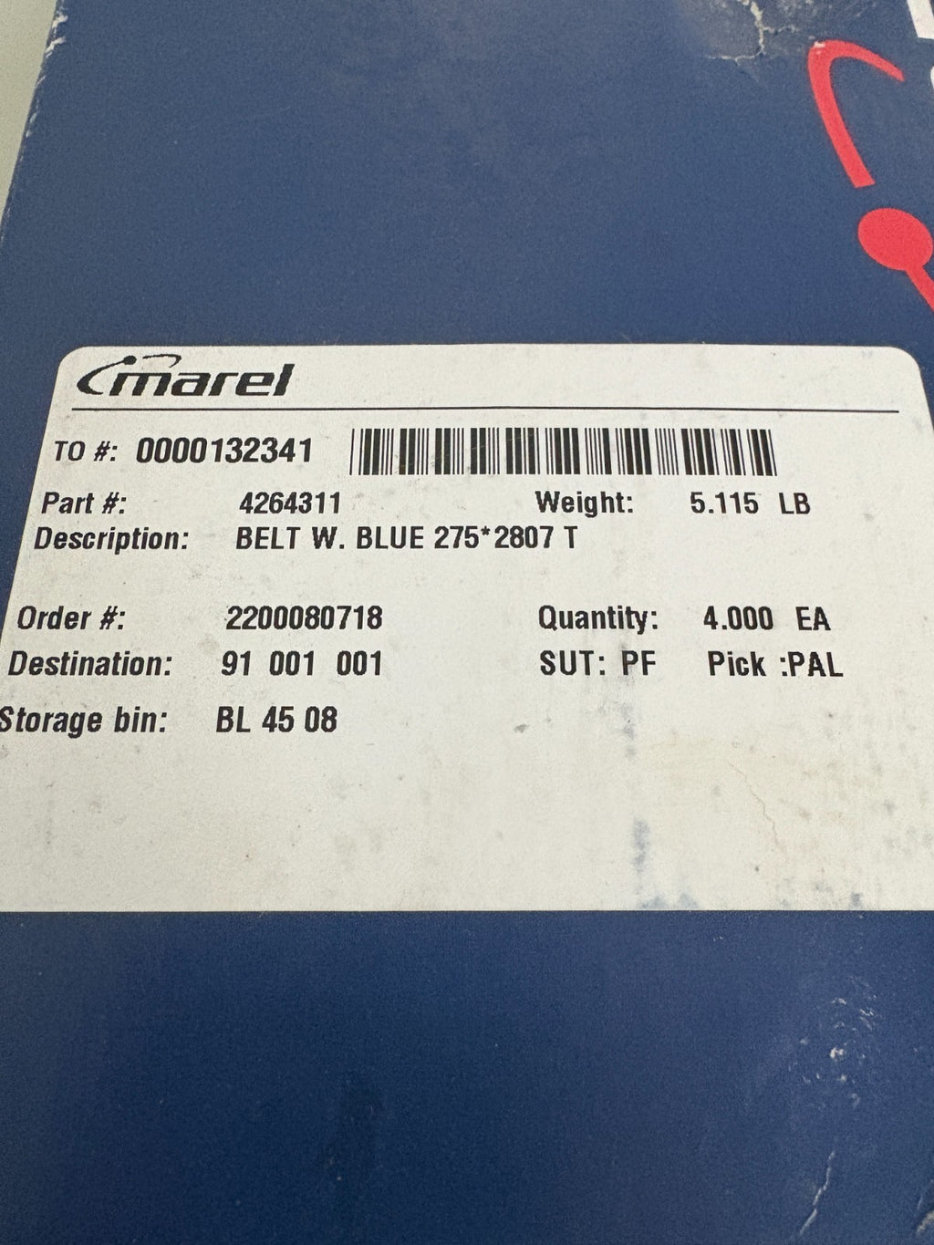 MAREL BELT BLEW 275* 2807 T #4264311