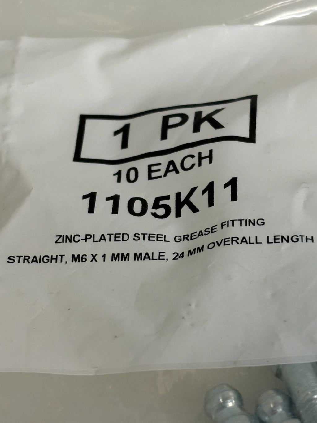 LOT OF 28 ZINC PLATED STEEL GREASE STRAIGHT FITTING #1105K112