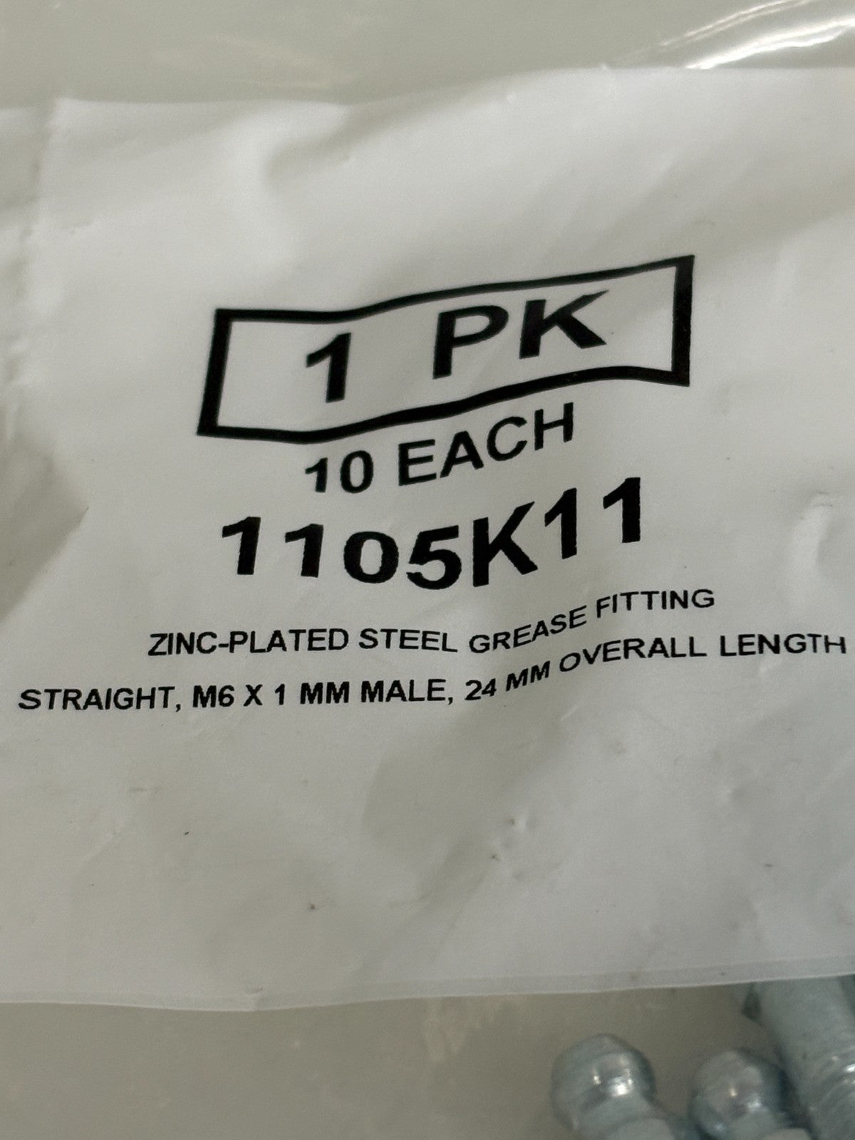 LOT OF 28 ZINC PLATED STEEL GREASE STRAIGHT FITTING #1105K112