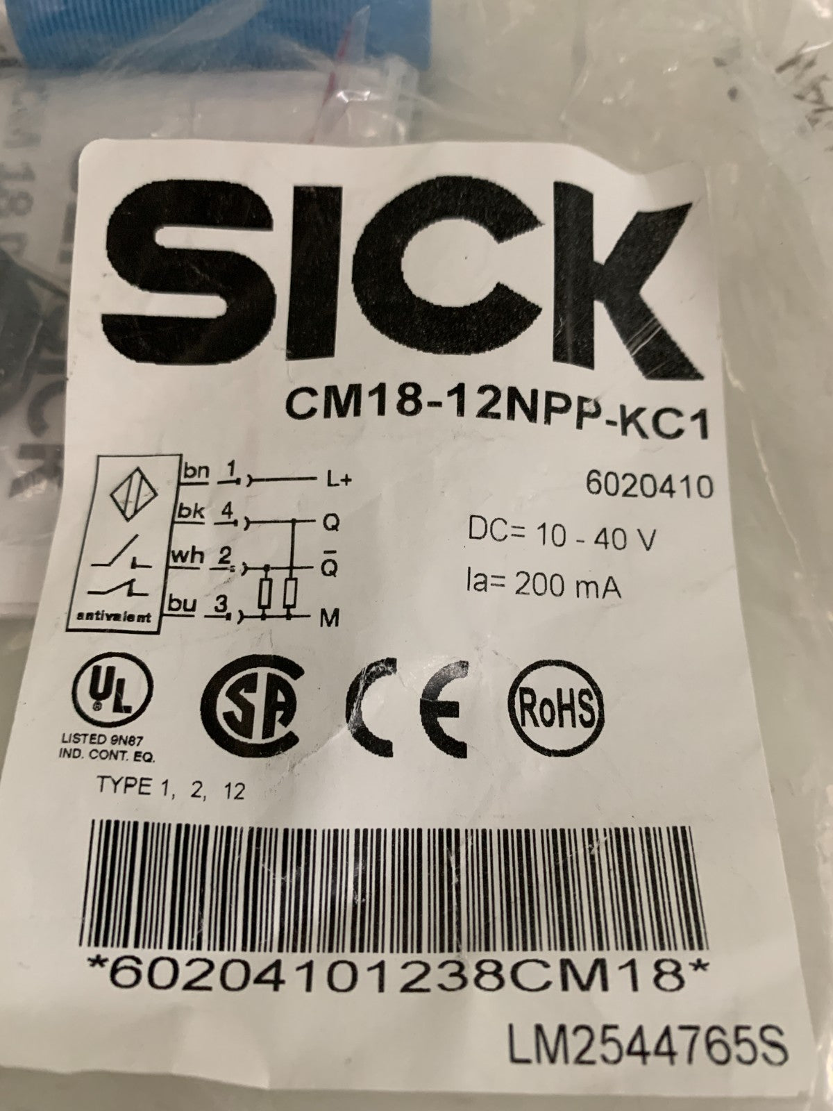 SICK SENSOR CM18-12NPP-KC1