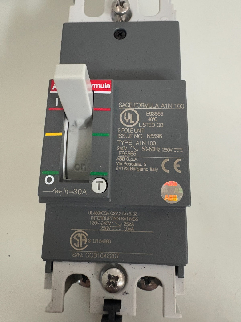 ABB FORMULA SACE FORMULA A1N 100 CIRCUIT BREAKER