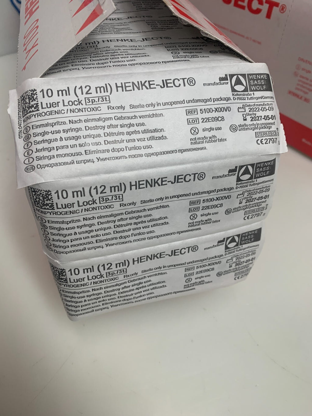 Lot of 4 boxes of 100 Henke-Ject Disp Syringe 10 mL Luer Lock 5100-X00V03