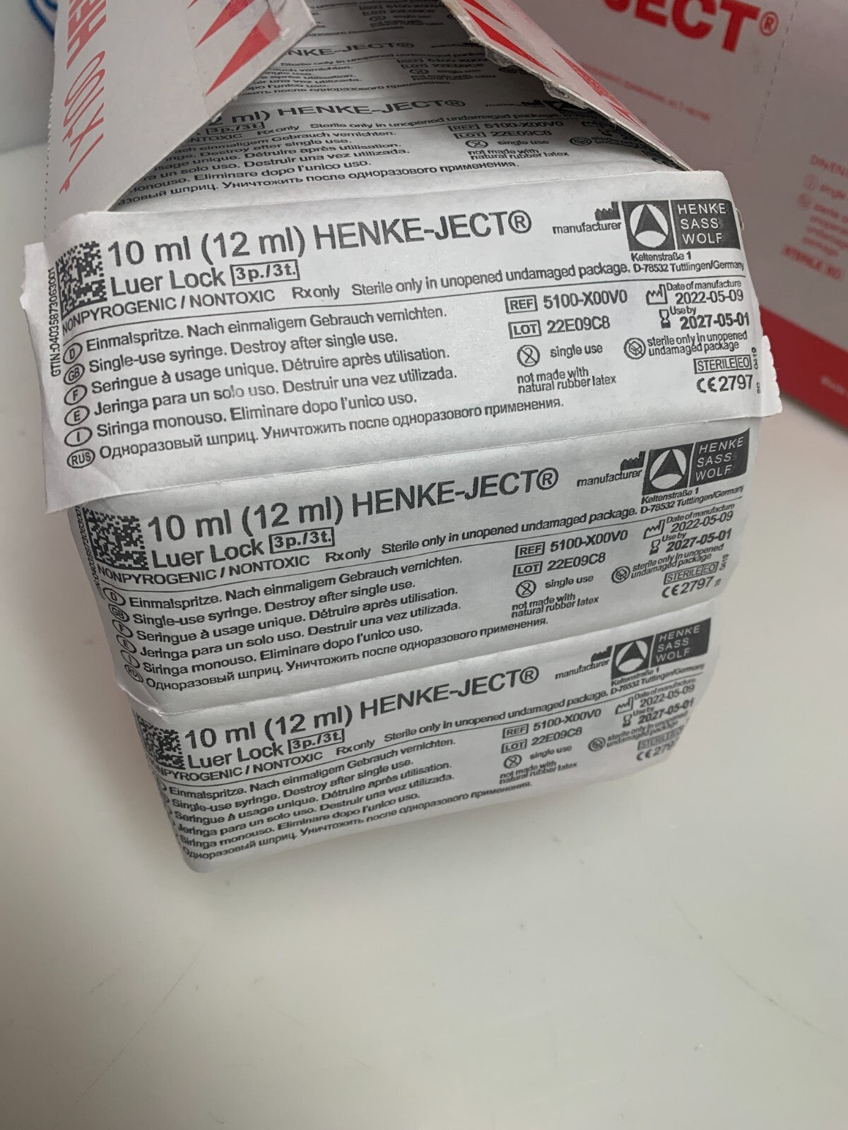Lot of 4 boxes of 100 Henke-Ject Disp Syringe 10 mL Luer Lock 5100-X00V03