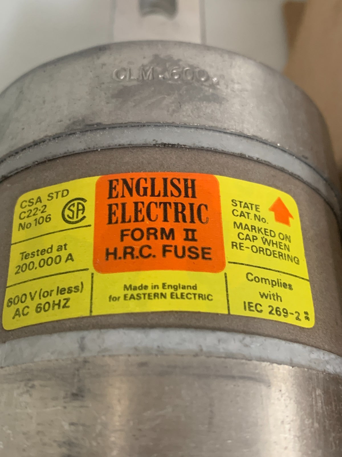 ENGLISH ELECTRIC HRC FUSE CLM6003