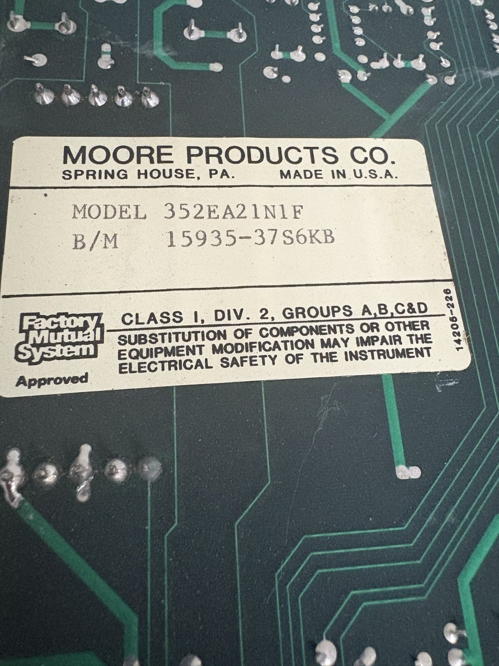 SIEMENS MOORE DIGITAL CONTROLLER CIRCUIT BOARD 352 EA 21N1F