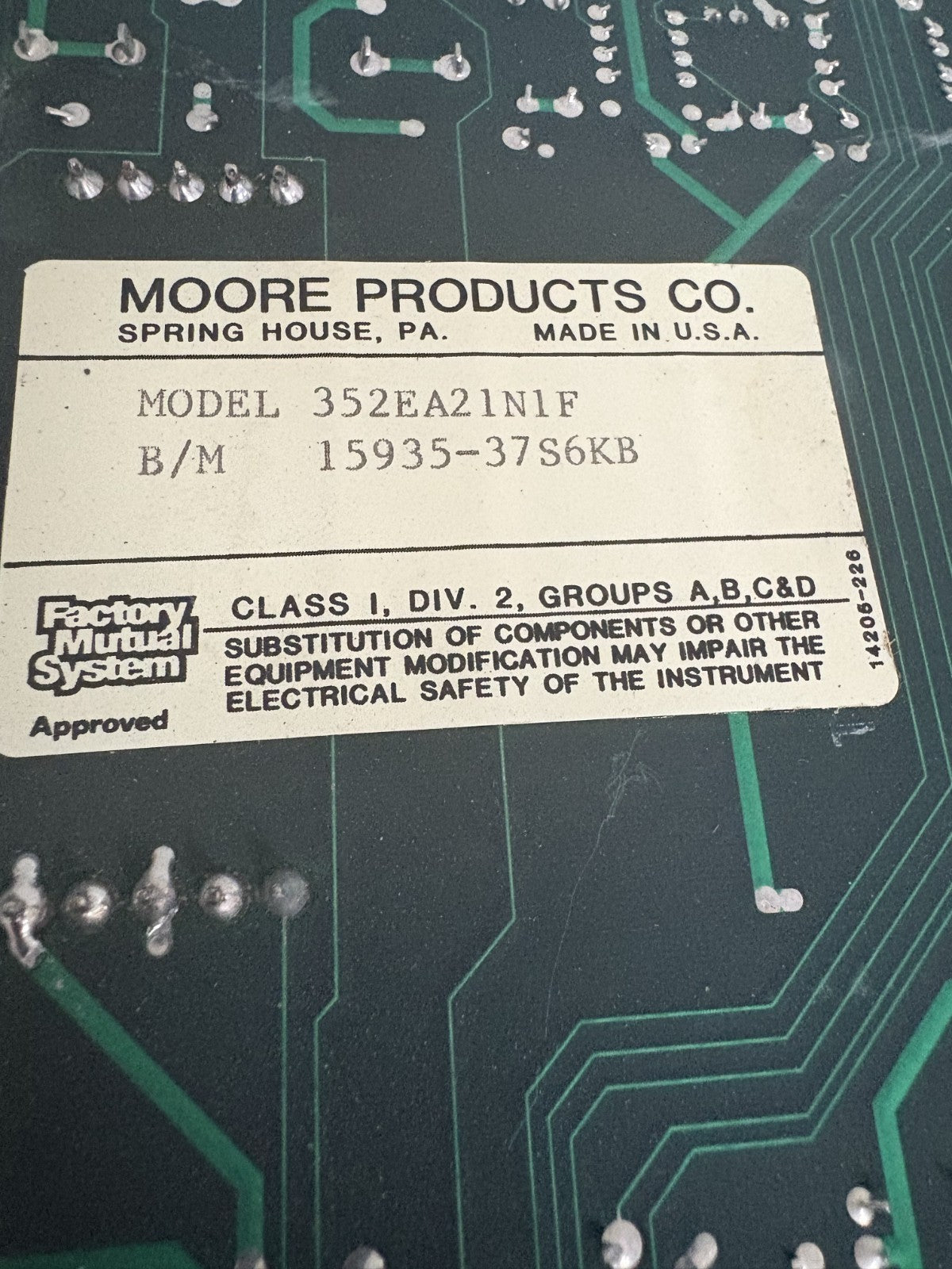 SIEMENS MOORE DIGITAL CONTROLLER CIRCUIT BOARD 352 EA 21N1F