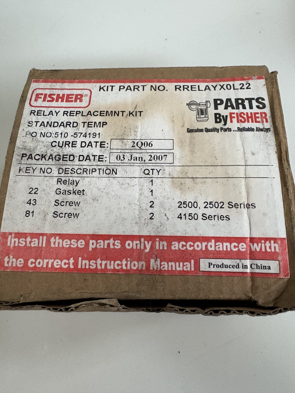 FISHER ROSEMOUNT RELAY REPLACEMENT KIT RRELAYXOL22
