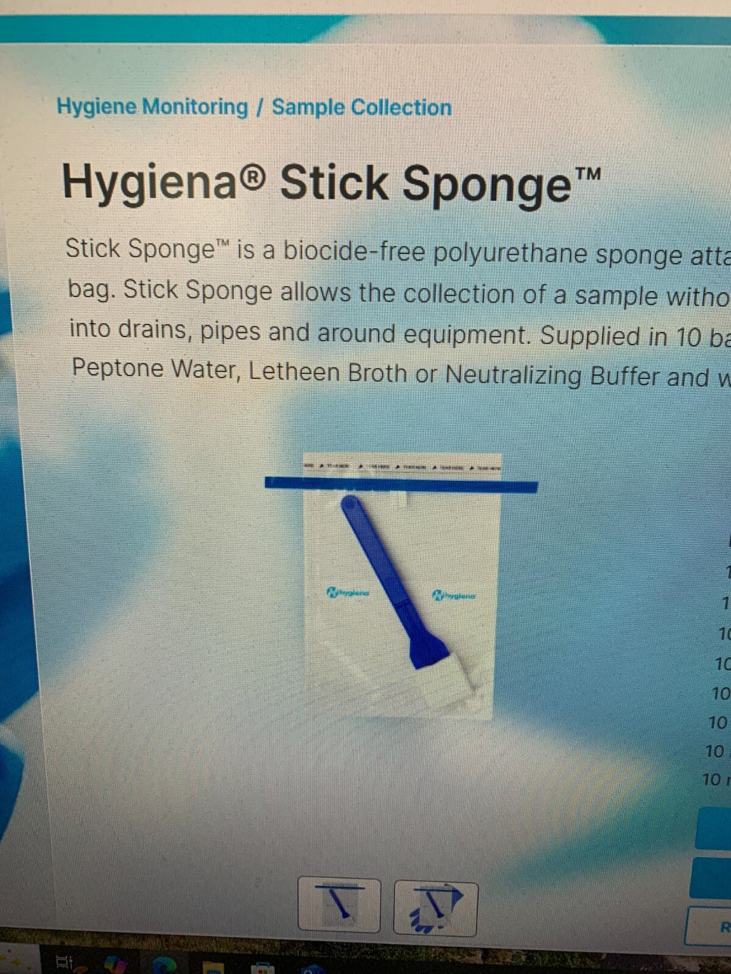 HYGIENA STICK SPONGE SS100NBP 100X10ML