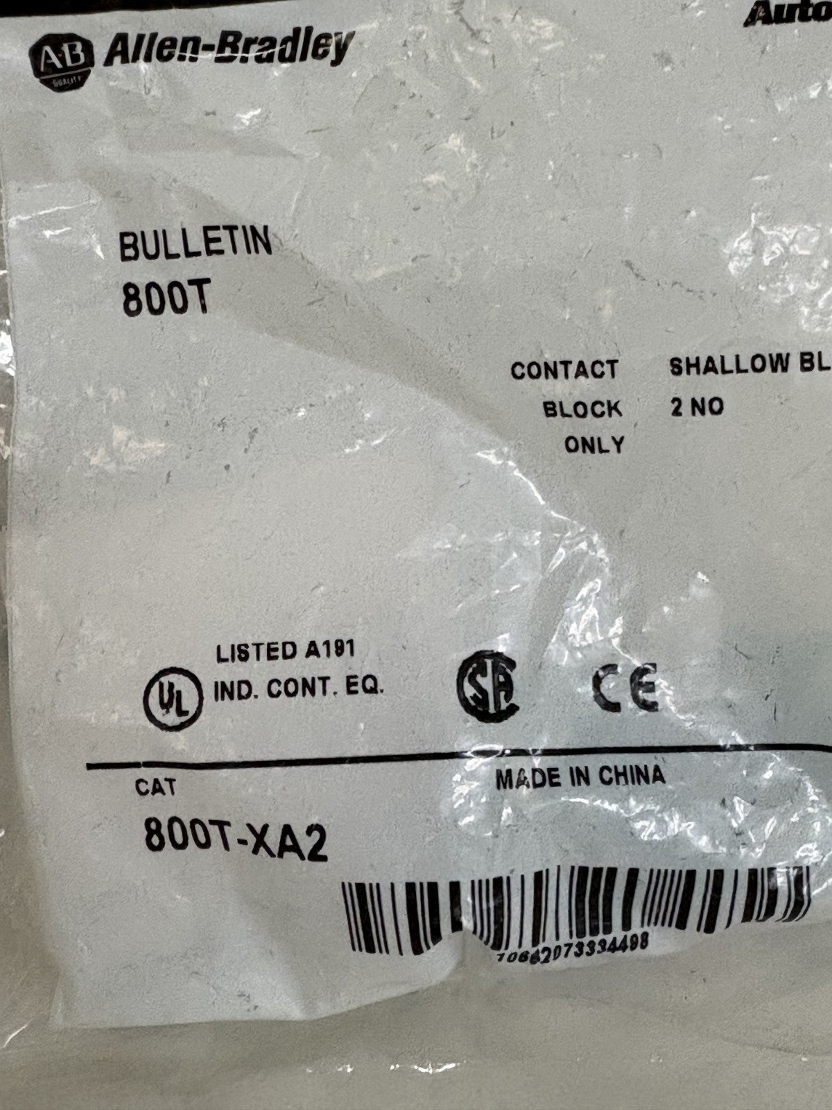 LOT OF 2 ALLEN BRADLEY CONTACT BLOCK 800T-XA2