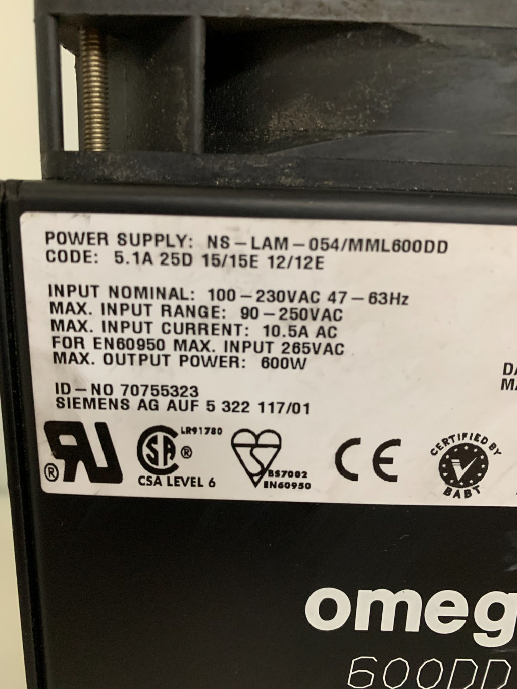 OMEGA COUTANT LAMBDA POWER SUPPLY 600 DD