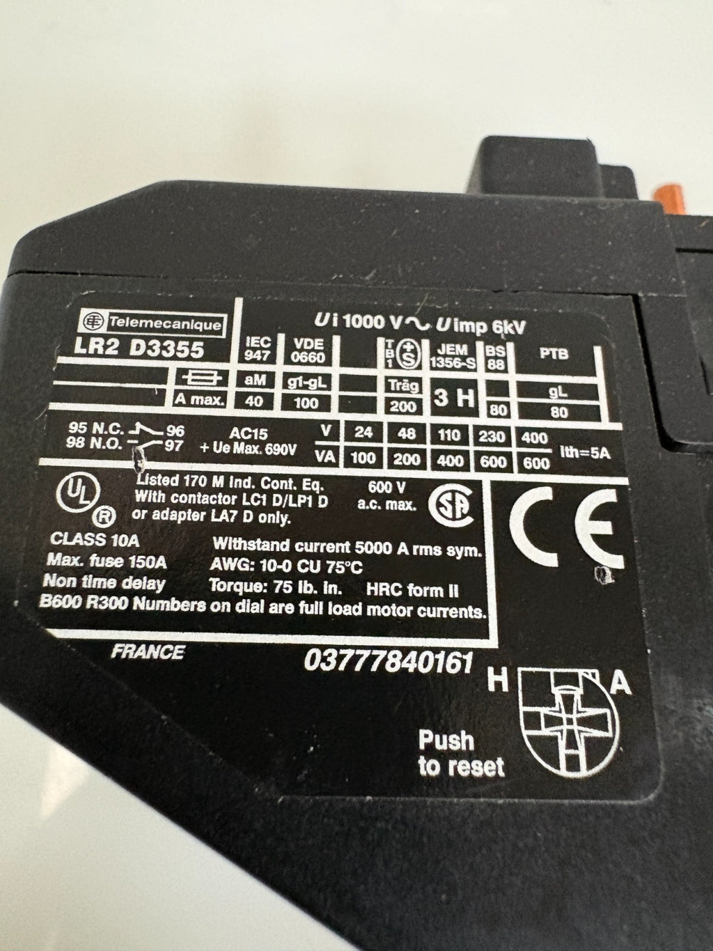 TELEMECANIQUE OVERLOAD RELAY LR2 D33