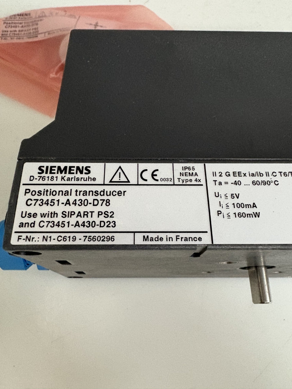 SIEMENS POSITIONAL TRANSDUCER C73451A 430 D78