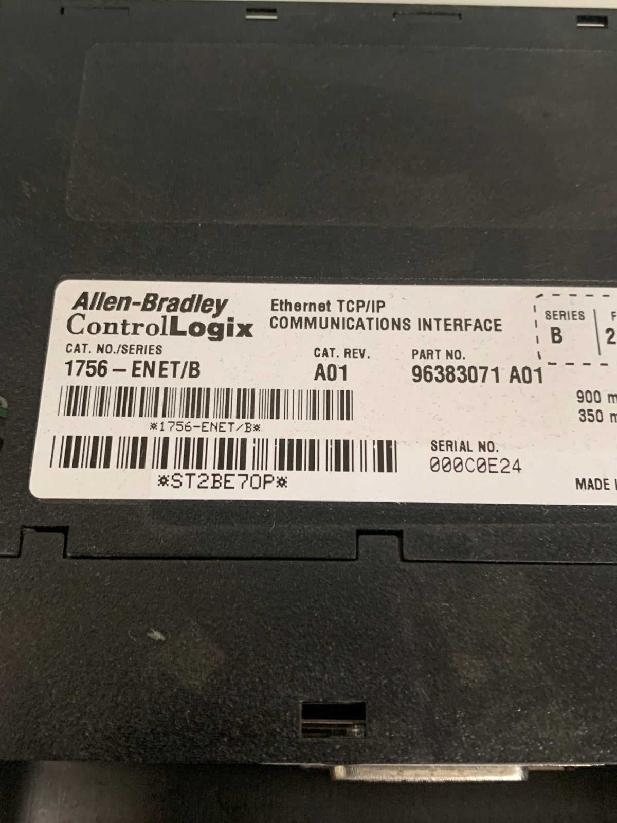 ALLEN BRADLEY CONTROL LOGIX ETHERNET TCP/IP COMMUNICATIONS INTERFACE2