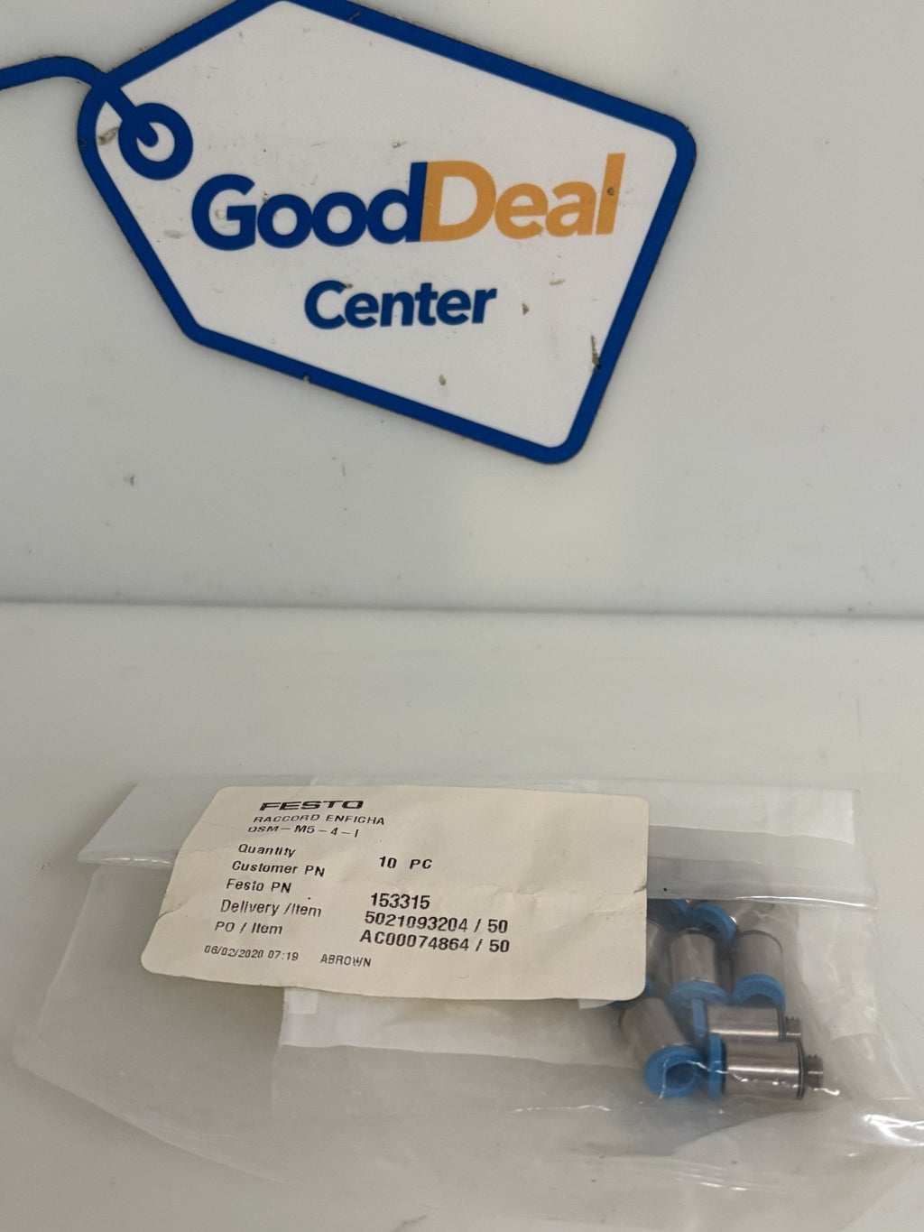 FESTO PUSH IN FITTING BAG OF 100