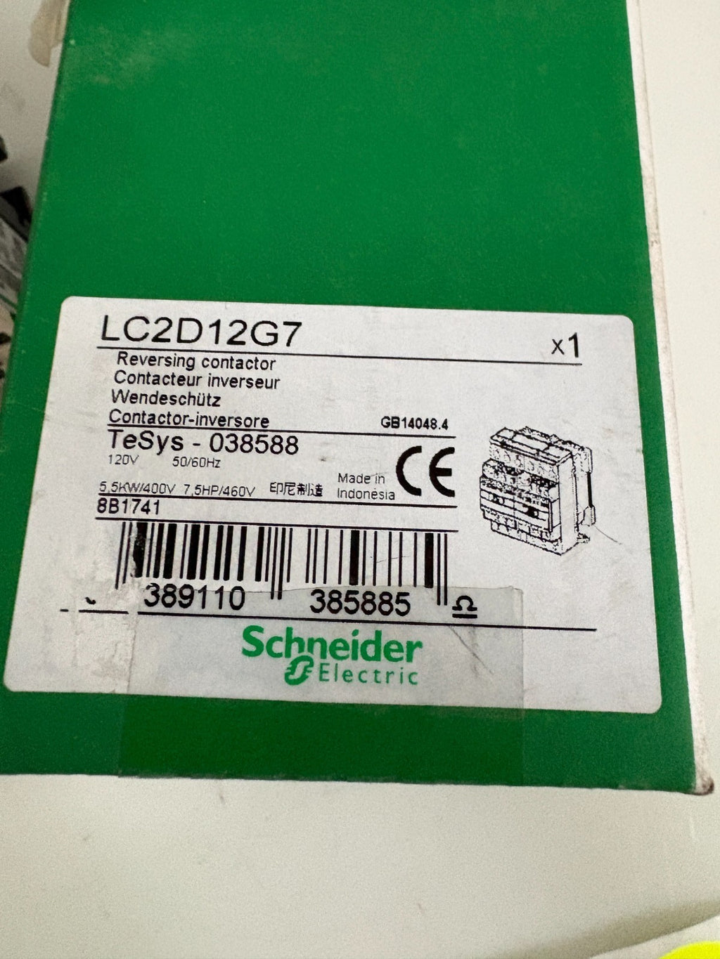 SCHNEIDER REVERSING CONTACTOR LC2D12G72