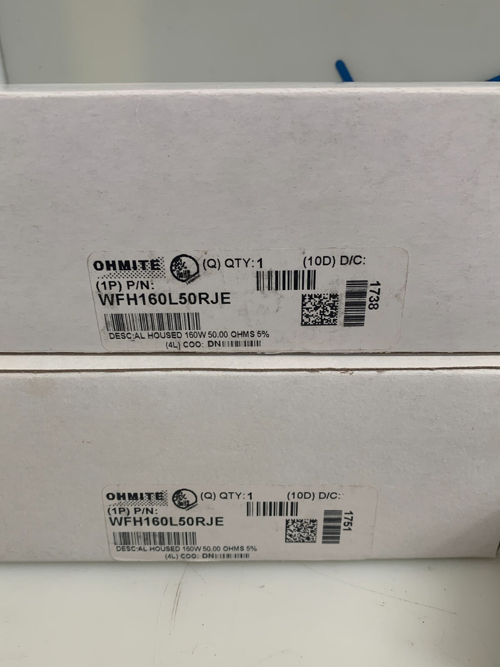 OHMITE Wirewound Resistor   WFH160L50RJE  (Lot of 3)