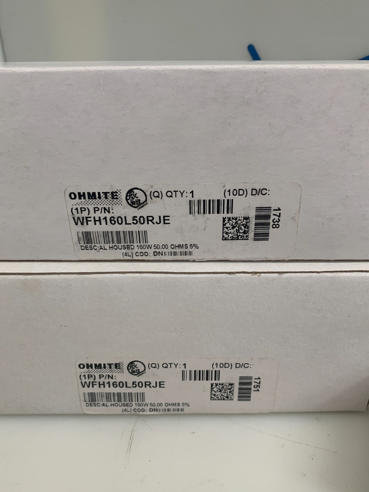 OHMITE Wirewound Resistor   WFH160L50RJE  (Lot of 3)