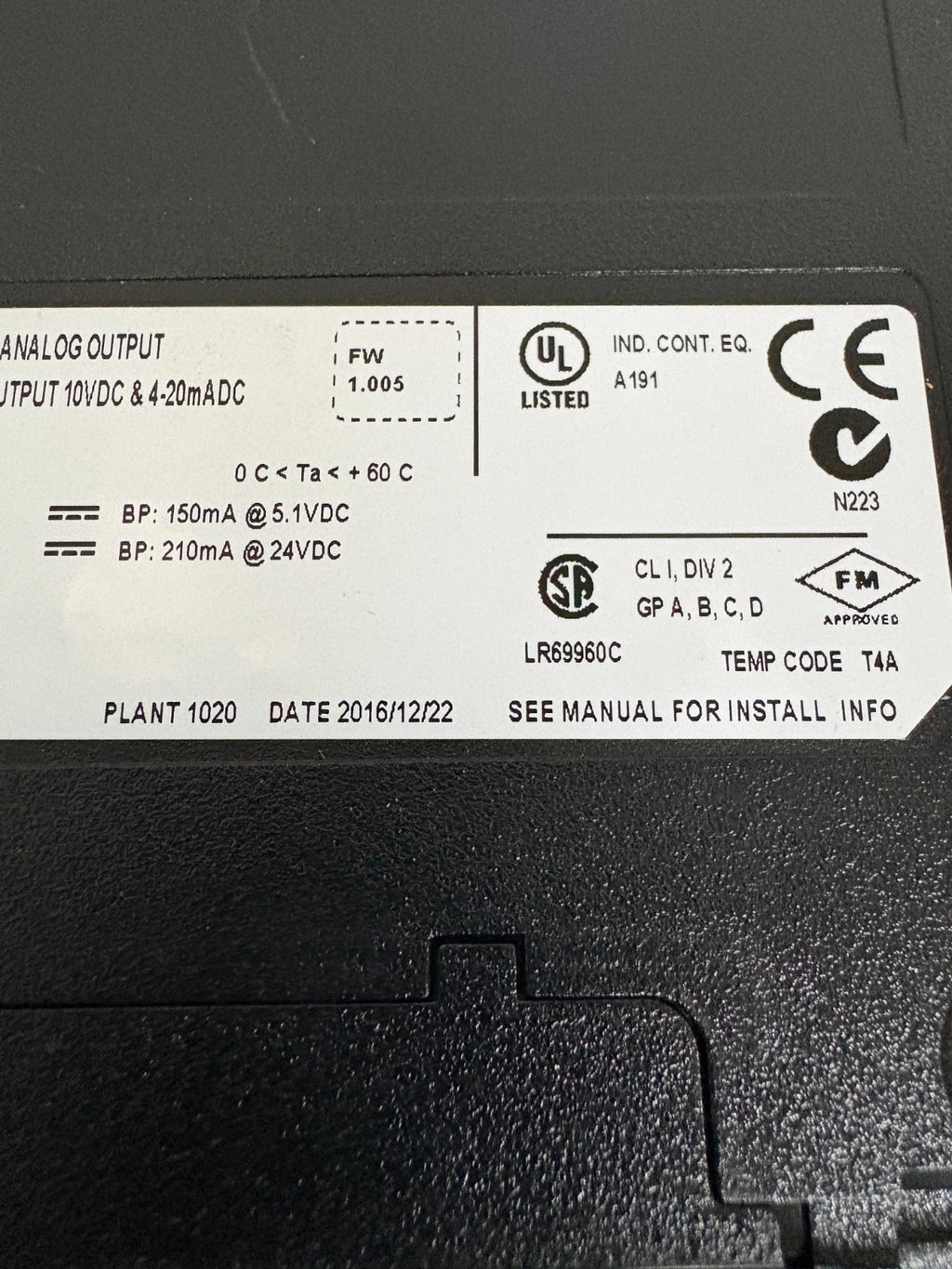 HONEYWELL ISOLATED ANALOG OUTPUT MODULE TK-0AV081 A