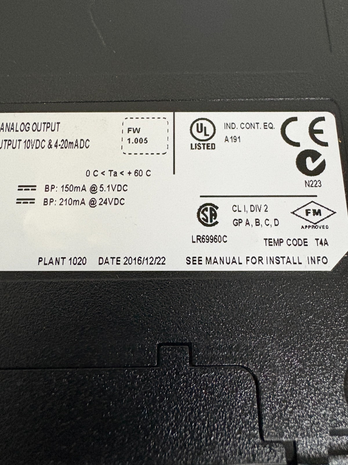 HONEYWELL ISOLATED ANALOG OUTPUT MODULE TK-0AV081 A